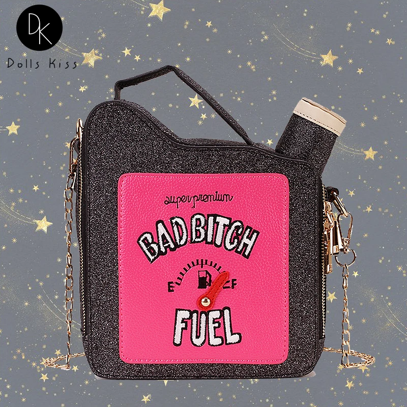 

Fun Gasoline Bottle Design Crossbody Bag for Women Purses and Handbags Shoulder Chain Bag Glittery Clutch Bag Female Kawaii Bag