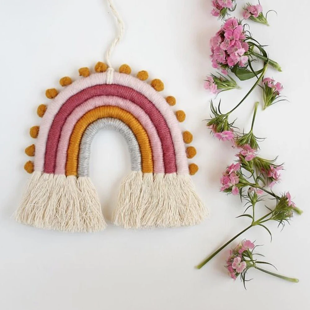 Ткацкий орнамент для детской комнаты декор в скандинавском стиле радужная