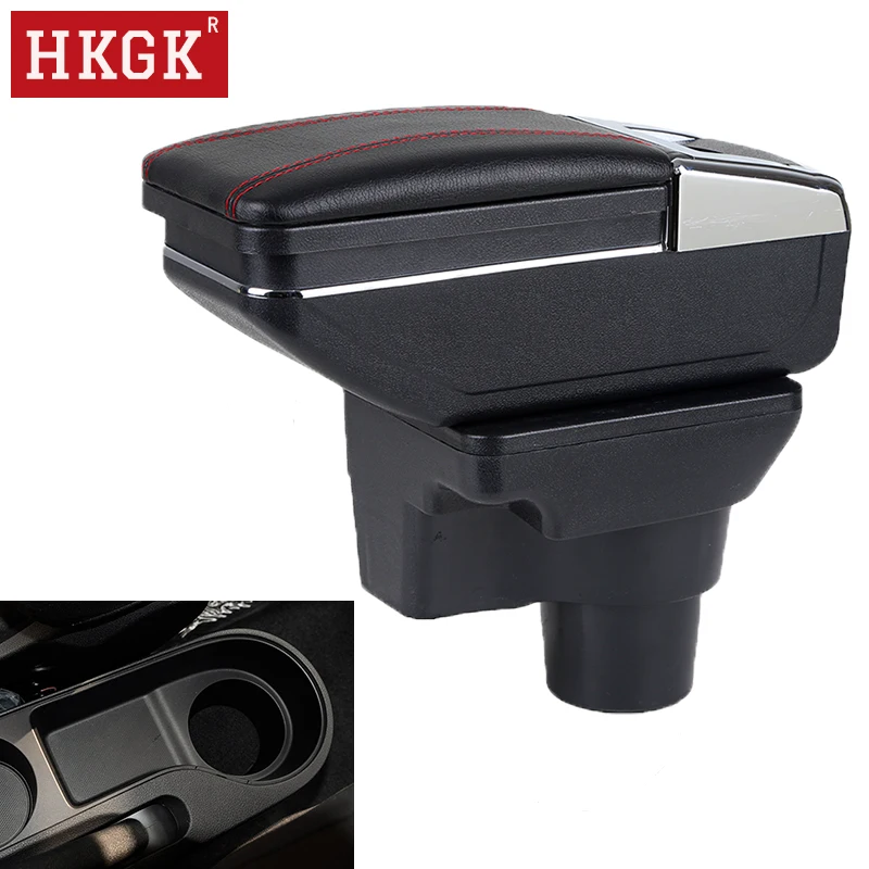 For Hyundai solaris 2/accent/Verna- Central Store Content box Dual Layer Rotatable PU Leather Armrest box USB Charging