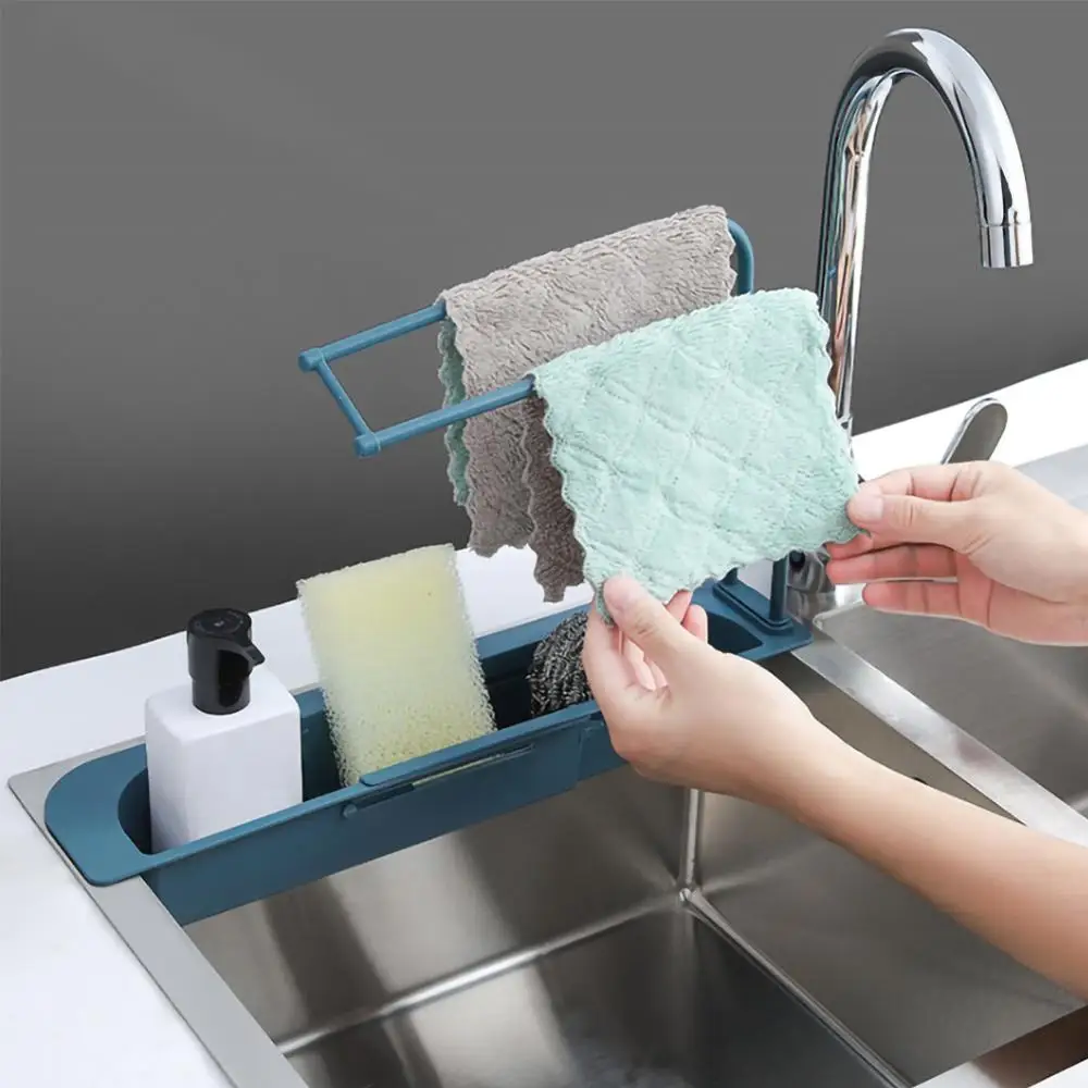 

Telescopic Sink Storage Rack Telescopic Sink Rack Holder Expandable Storage Drain Basket Kitchen Household Adjustment Drain