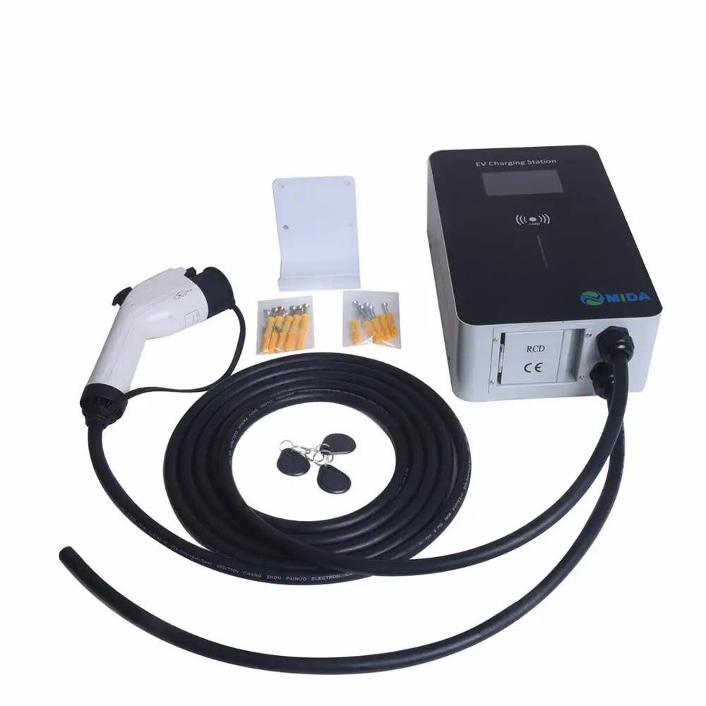 Однофазная зарядная станция EVSE Wallbox EV 220 В 32 А 7 кВт для электромобиля с разъемом 5 м