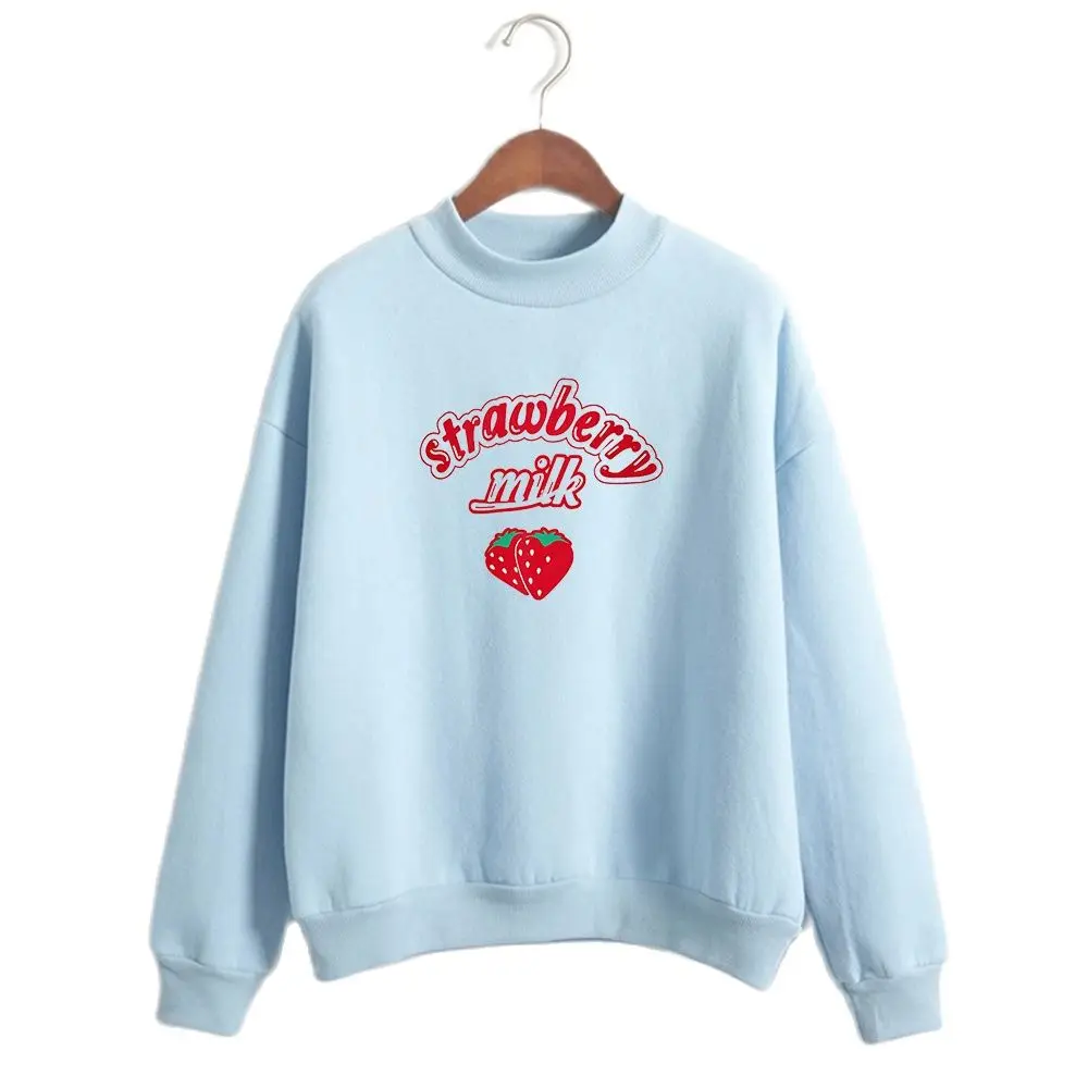 

Harajuku Kawaii Strawberry Turtleneck Sweatshirt Tops Women Korean Fashion Pullovers Sweatshirts Schoolgirl Clothes