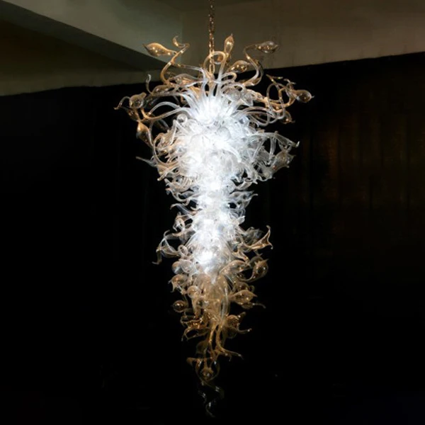 

Hand-blown Glass Crystal Chandelier White W90xH150CM LED Art Pendant Light Indoor Lustre Hotel Hall/Parlor Decoration