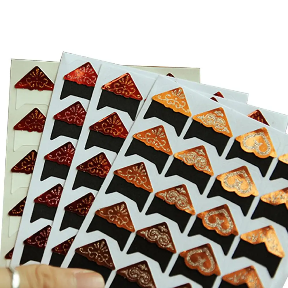 96 шт./лот (4 листа) сделай сам золотые пылезащитные Угловые бумажные наклейки для