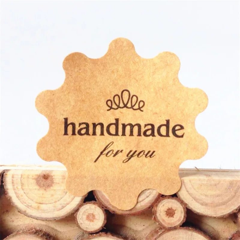 

free shipping 1000pcs Cowhide Flower Handmade For You Seal DIY Handmade Christmas Sticker Stationery