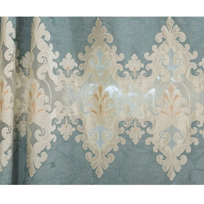 

Luxury Chenille Hollow Embroidered Curtains for Living Room Bedroom European Nordic Light Luxury Style Curtains Valance Custom