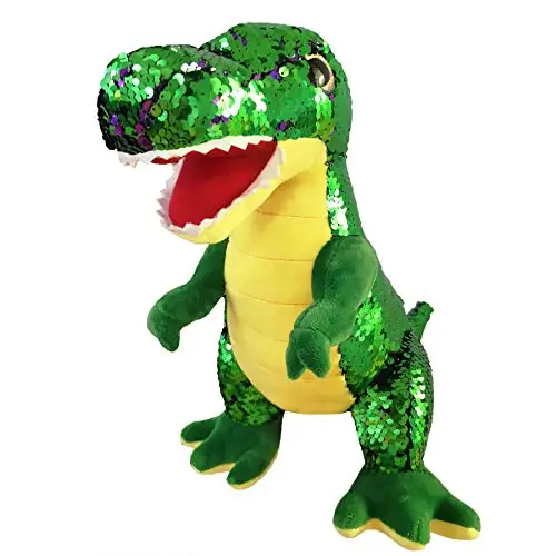 

Sparkle Flip Sequin Stuffed Dinosaur Tyrannosaurus Plush Toy with Reversible Glittering Sequins Creative Interactive for Kids