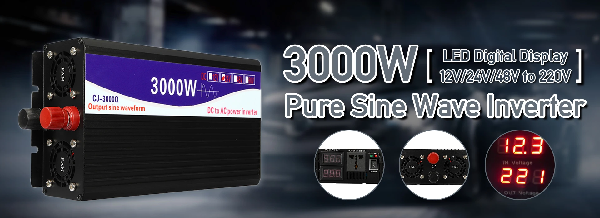 Инвертор немодулированного синусоидального сигнала 3000 Вт светодиодный цифровой