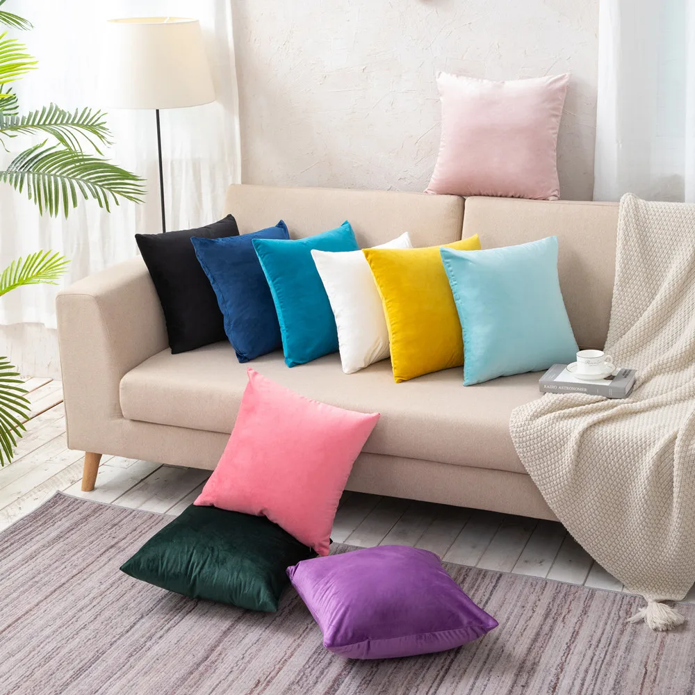 

Modern and simple velvet candy color hug pillowcase solid color Dutch suede sofa cushion pillowcase home decoration