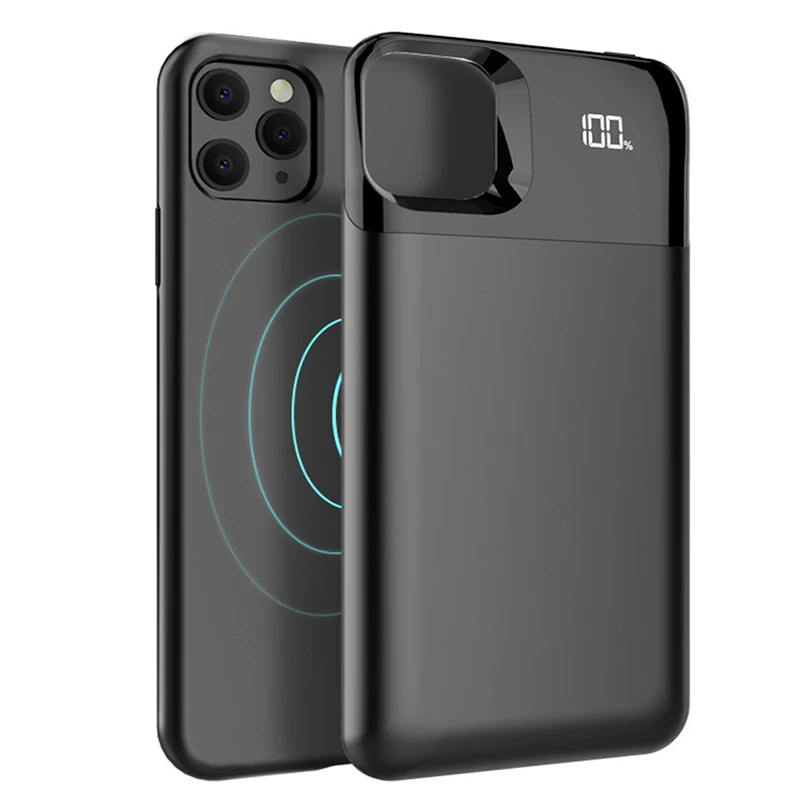 

Тонкий чехол с беспроводным зарядным устройством для iPhone 11 Pro Max, чехол для телефона, отдельный внешний аккумулятор 2 в 1, задняя крышка с заря...