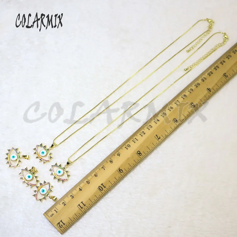 

10 strands eye pendants necklace rainbow crystal eye charm necklace Enamel eye pendants necklace accessories for women 5965