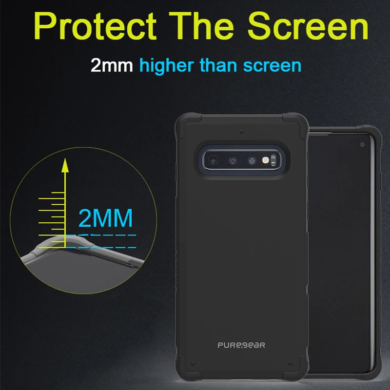 PureGear Shockproof Hard Silicone Case For Samsung Galaxy S10 S10-Plus Anti-Fall Cover For Galaxy S10E