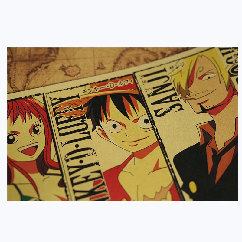 Коллекция аниме персонажей винтажный постер декор для комнаты Луффи наклейки