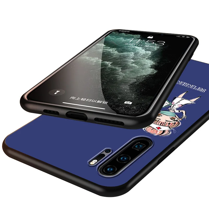 

Cartoon Nurse Medicine For Huawei P40 P30 P20 P10 P9 P8 Lite E mini Pro Plus 5G 2017 2019 Silicone TPU Black Soft Phone Case