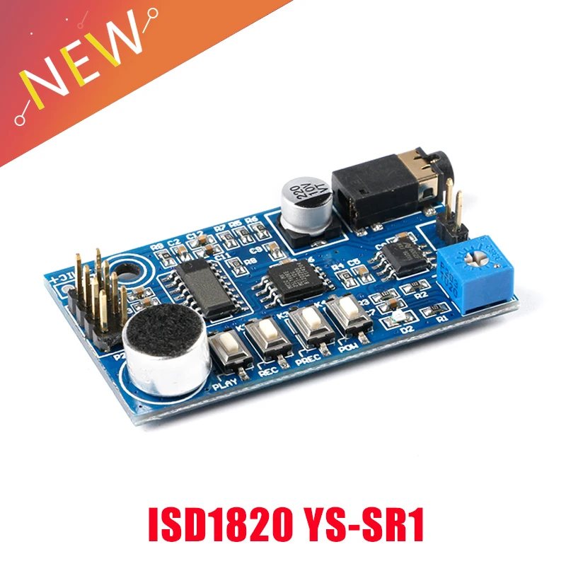 

YS-SR1 Модуль звуковой записи голоса DC 5 В Громкое общественное воспроизведение голоса Громкоговоритель Мегафон Замена ISD1820