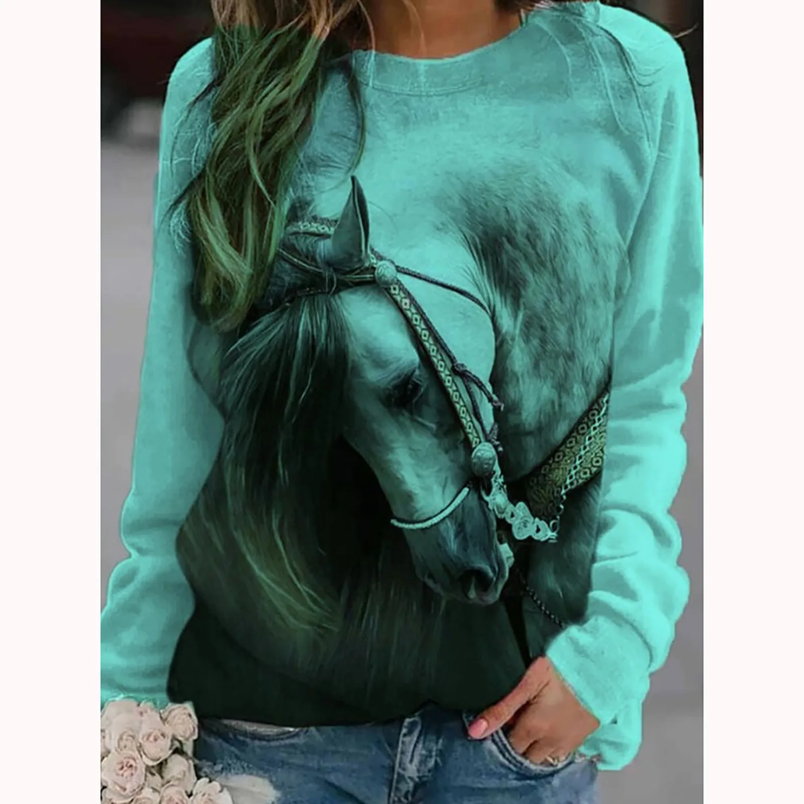 С принтом лошади абстрактный более Размеры d футболка для женщин Большие размеры