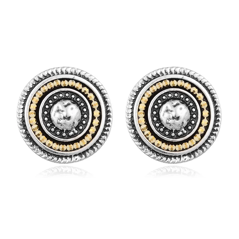 silver yellow color Shineland простые многоцветные серьги-гвоздики для женщин в богемном стиле ручной работы, бисерные серьги, винтажные аксессуары, ювелирные изделия Pendientes - Окраска металла: silver yellow color