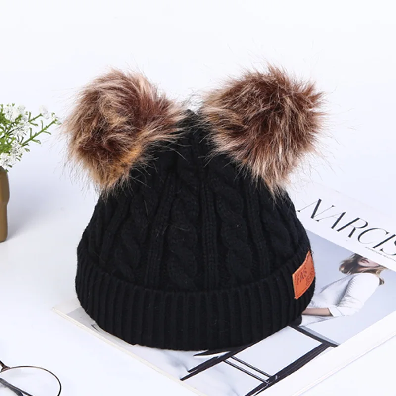 Детская шапка с помпоном зимняя вязаная Милая для девочек и мальчиков