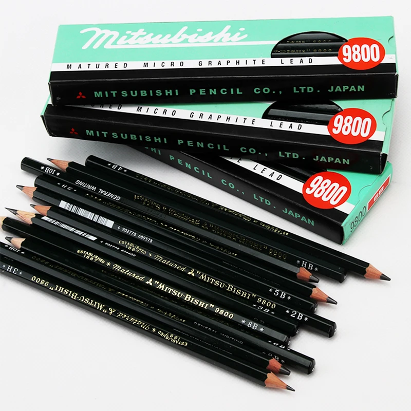 Карандаш для скетчей Mitsubishi Pencil профессиональный карандаш на 12 шт 9800 дюйма 2B-8B
