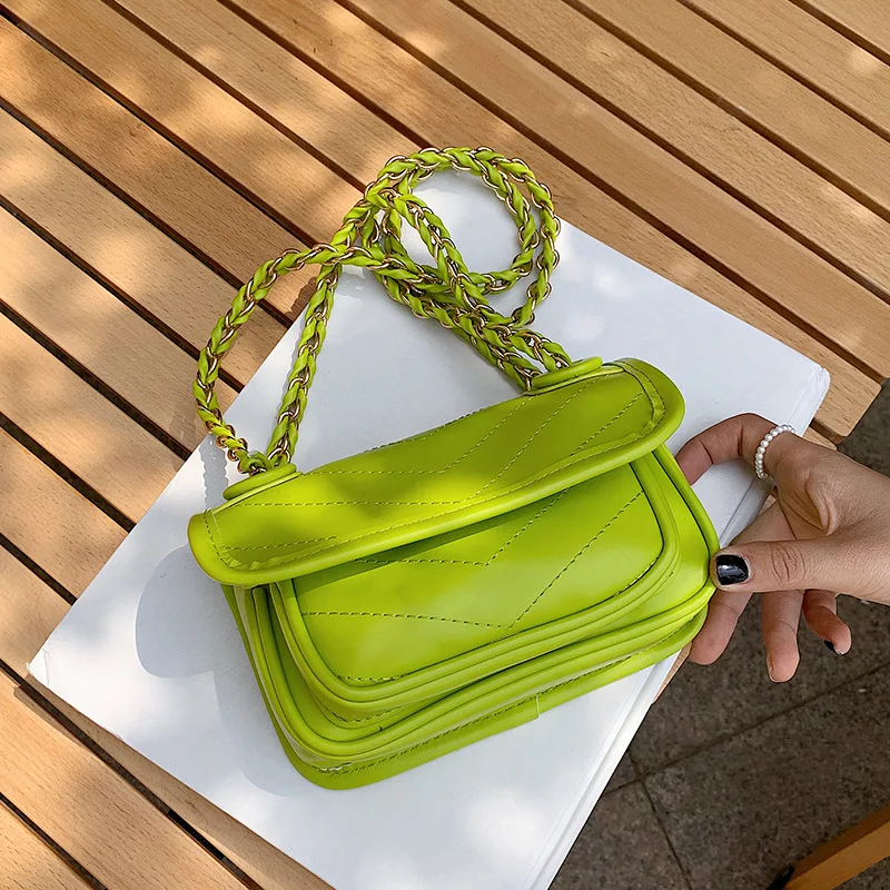 

Tote Bag Women 2021 Luxury Shoulder Bag Ladies Hand Bags Cute Black Chain Shoulder Bag Green Leather Handbag Small Messenger Bag