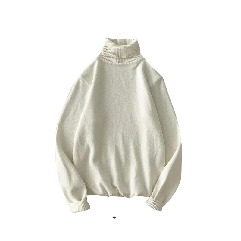 Мужской теплый свитер в стиле Харадзюку однотонный Повседневный облегающий