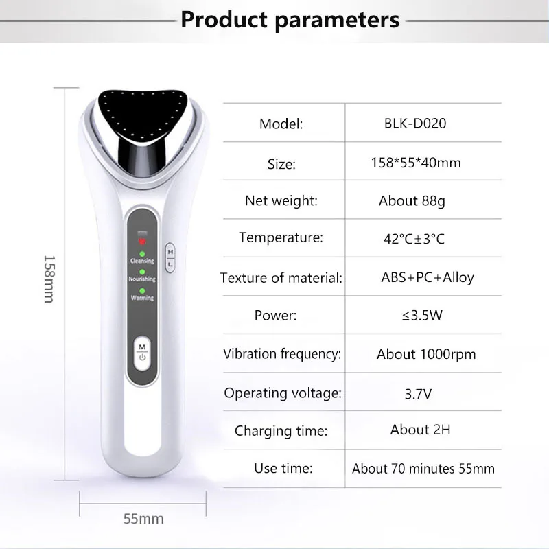 Теплый массажер для лица ионный вибрационный массаж лифтинг очищение