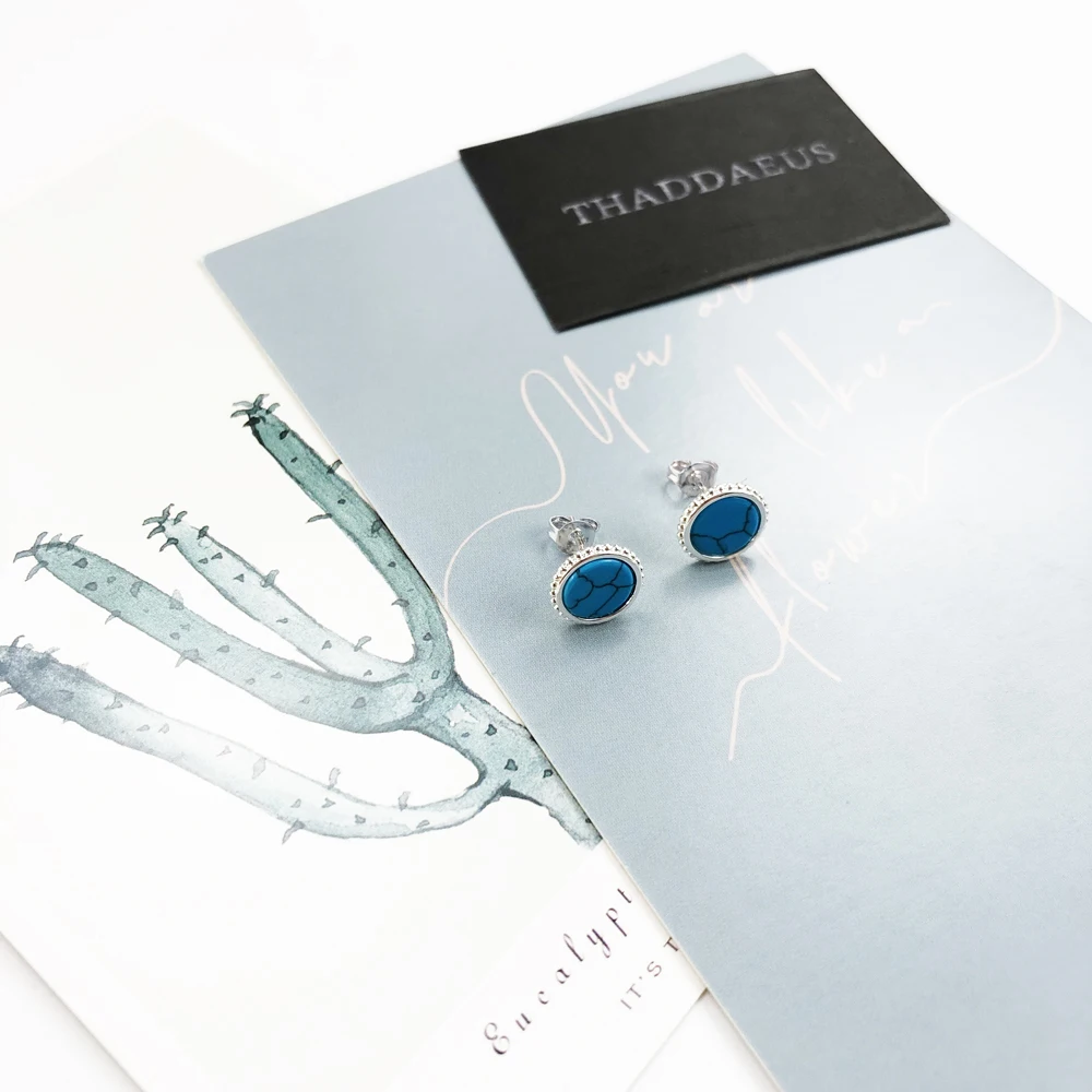 Серьги гвоздики с голубым камнем блестящие Модные хорошие ювелирные украшения