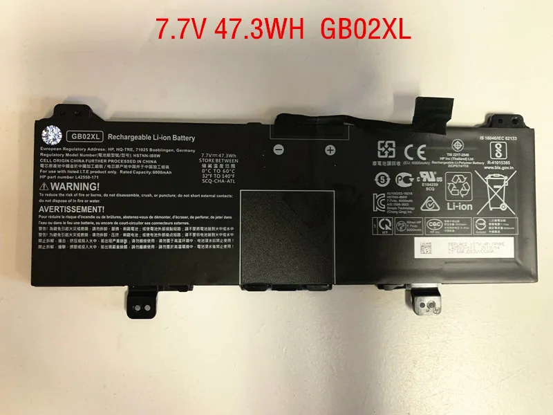 

Оригинальная батарея 7,7 V 47.3WH GB02XL HP Chromebook x360 11 G2 EE L42583-005