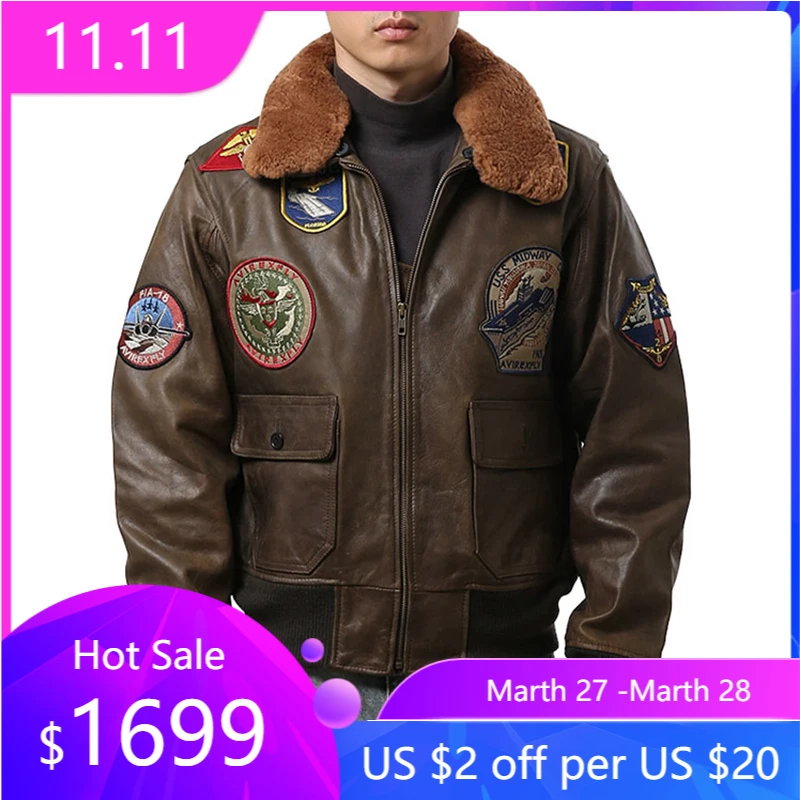 Мужская кожаная куртка с воротником из овечьей кожи|Мужские кожаные куртки| |