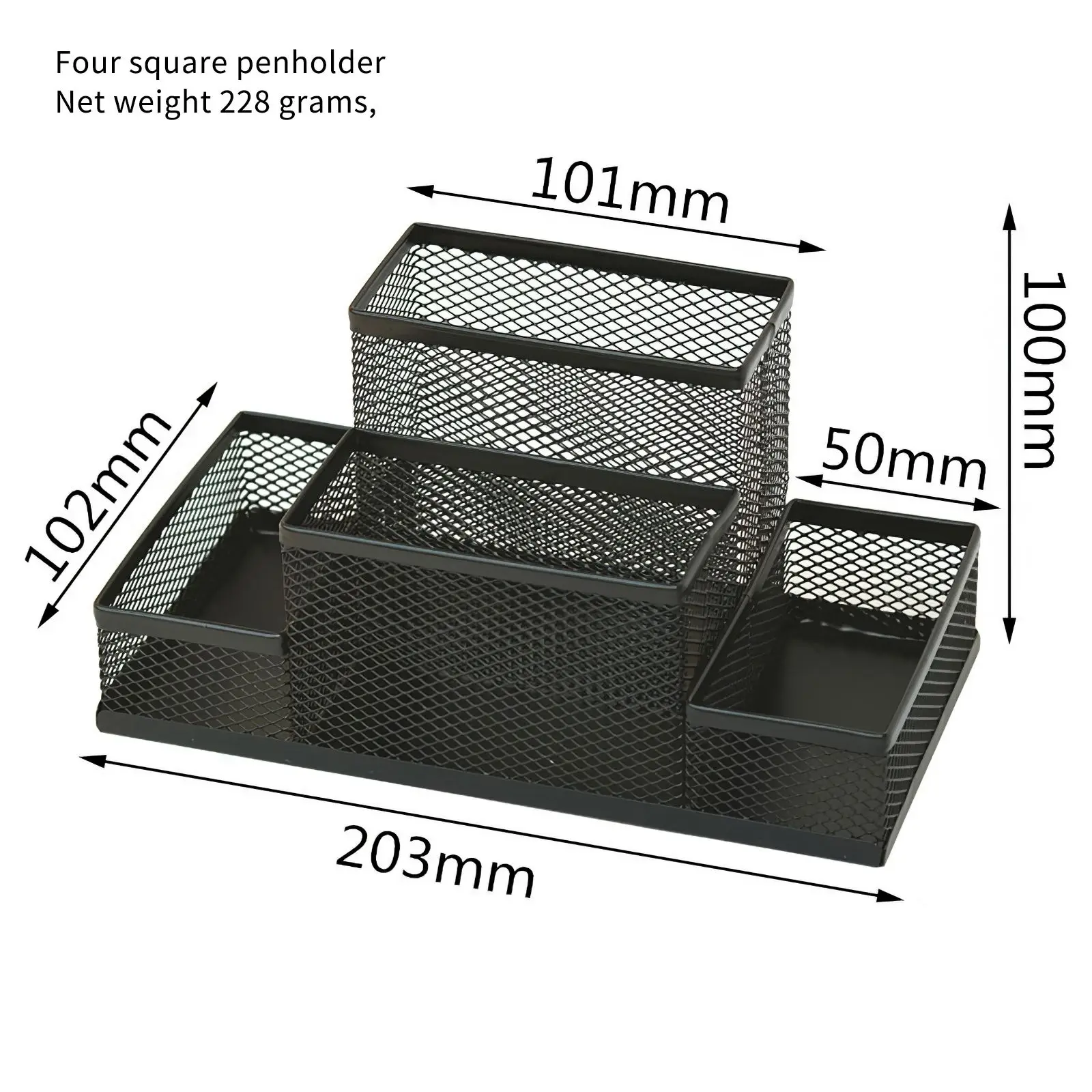

4 Grids Pen Holder Large Capacity Multifunction Desk Organizer Mesh School Stationery Storage Iron Metal Pen Pencil Holder