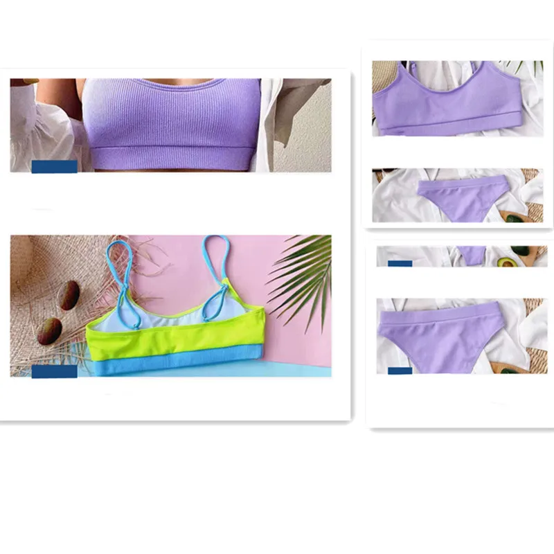

Sexy Solid Bikinis Swimsuits Women High Waist ribbed Swimwear Brazilian Bathing Suit Show Figure Vacation Beach2021New Beachwear