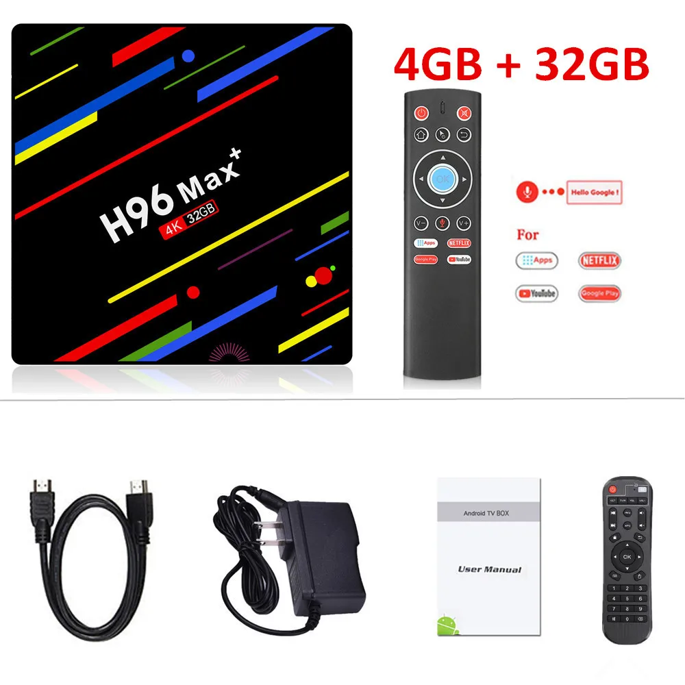 H96 MAX plus RK3328 Android 9,0 ТВ-приставка 4 Гб ОЗУ 64 Гб ПЗУ 32 Гб ТВ-приставка Wifi 4K Netflix Youtube 2G16G смарт-медиаплеер - Цвет: 4G 32G Voice Control
