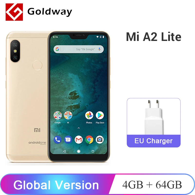 Xiaomi Mi A2 Lite смартфон с восьмиядерным процессором Snapdragon 625 ОЗУ 4 Гб ПЗУ 64 ГБ 5 84 дюйма