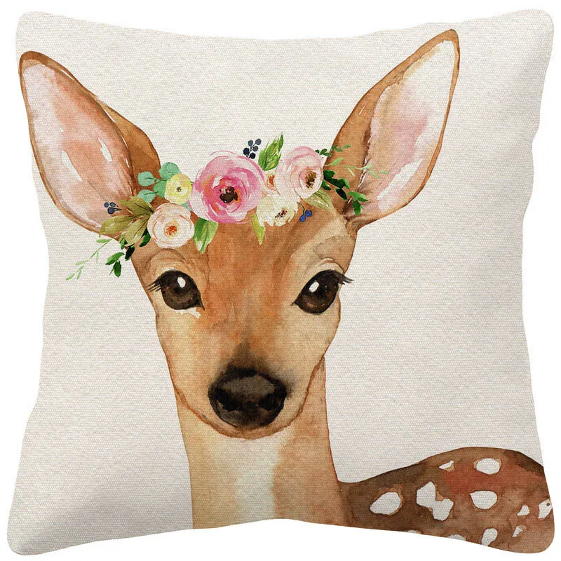 Детские наволочки с животными олень Лев слон кролик Сова ручная роспись домашний