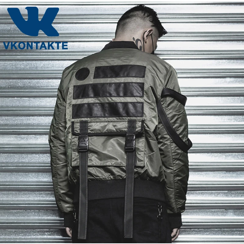 Мужская куртка ветровка в стиле хип хоп уличная одежда панк стиль повседневное