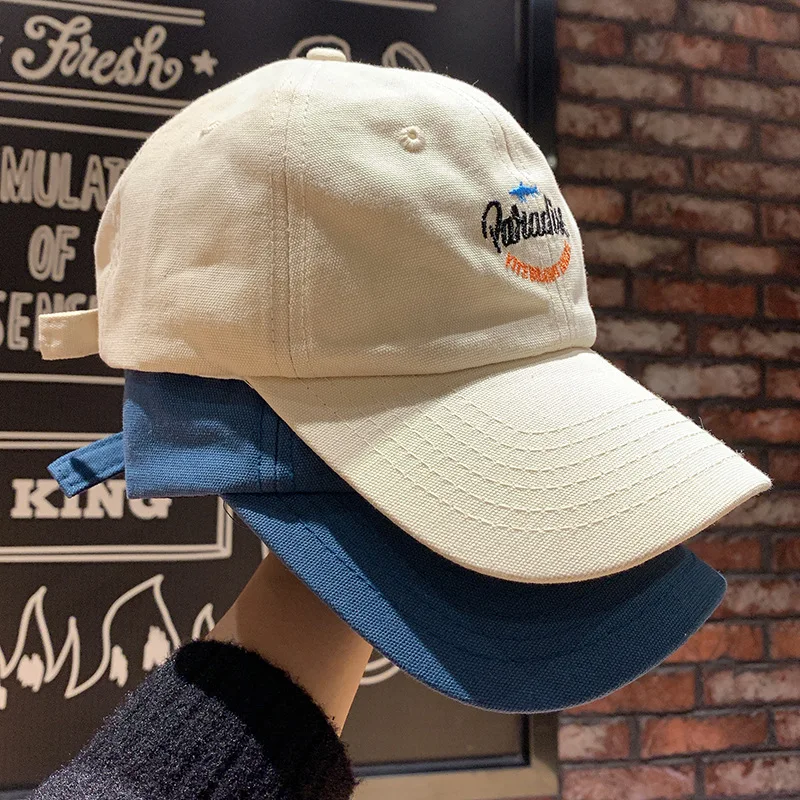 Baseball cap female Korean version wild fashion trend soft top letter embroidery big head is thin duck tongue hat male