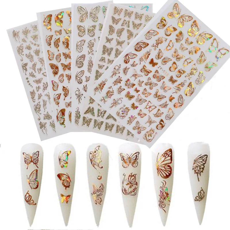 

1pcs Nail Art Butterfly Nail Sticker Holographic Laser Gold Silver Sticker DIY Butterfly Decoration Manicure Accessories Tool