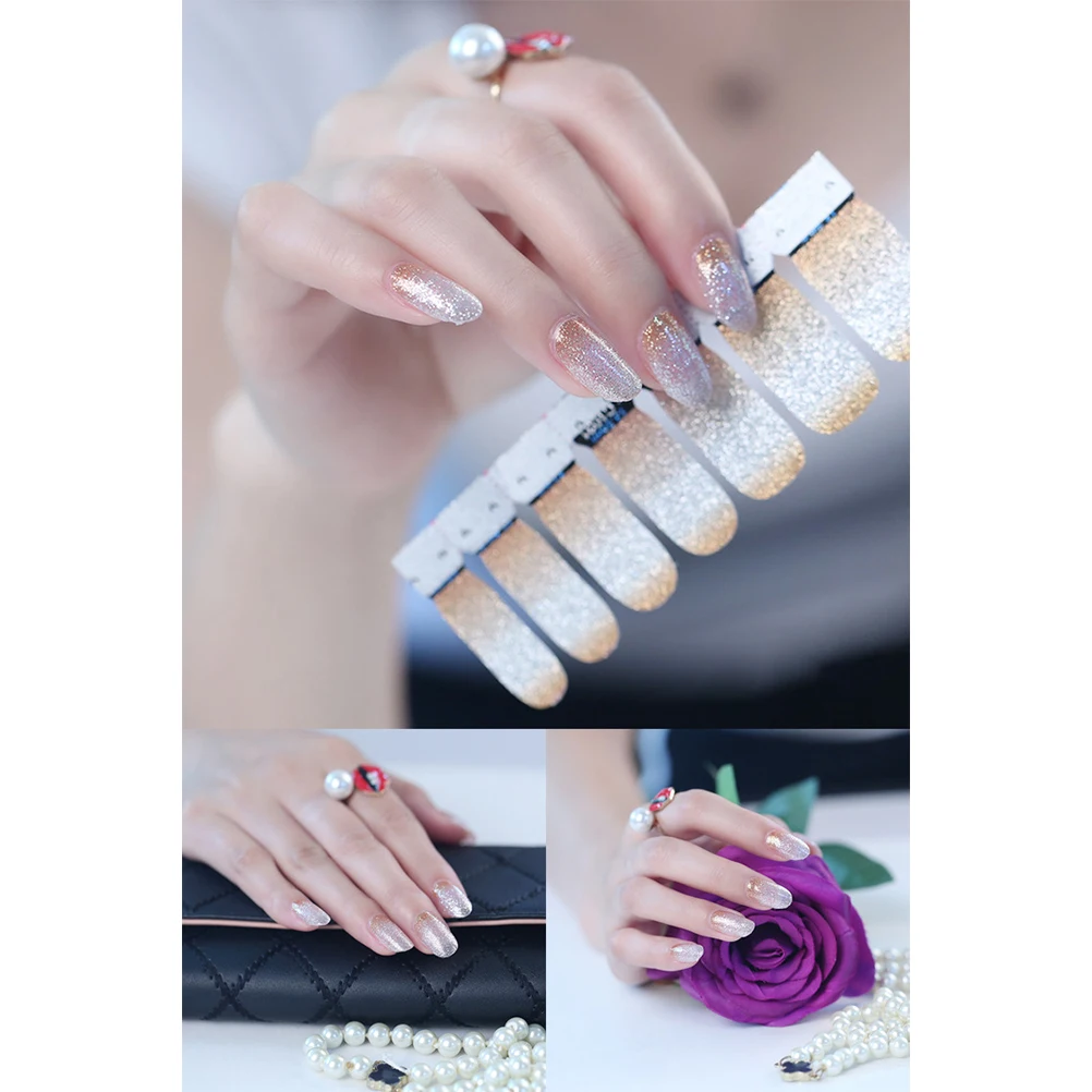 

14 Sheet 196Pcs Glitter Nail Foil Nail Stickers Full Nail Art Stickers Self Adhesive Manicure DIY Stickers Decorations Hot #E