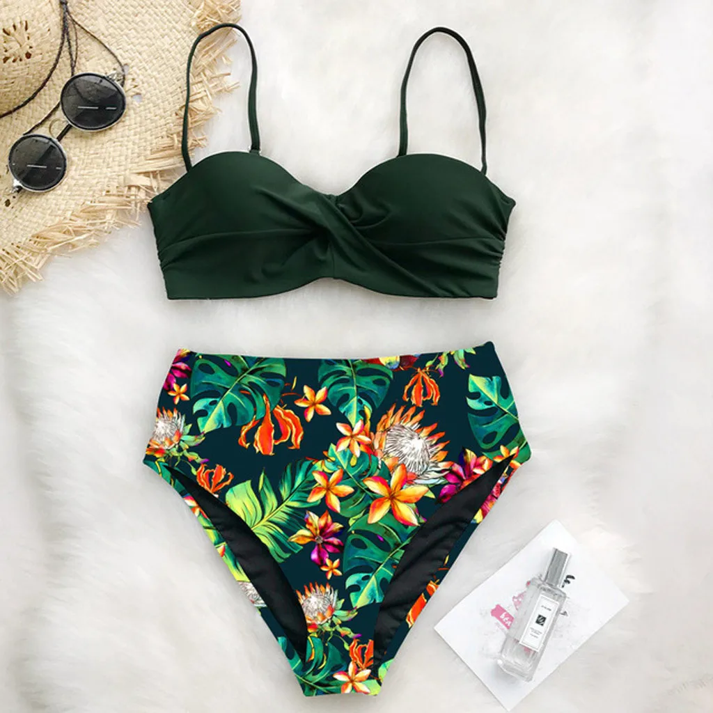 

Push Up Bikinis Set Floral Print Female Sexy Bikini Swimsuit 2021 Women Swimwear High Waist Swimming Suits Bathing Suit Biquini