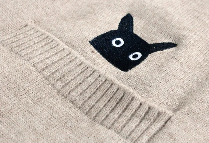 

3884 New Big Size Winter Women Sweater Preppy Style Cartoon Embroidery V-Neck Knit Sweater Cardigan Coat