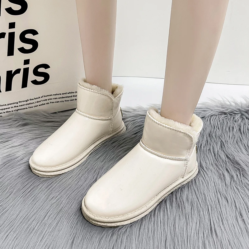 

Брендовая женская обувь, зимние сапоги с круглым носком, женские сапоги, австралийская мода, 2021 г., зимние сапоги до середины икры с резиново...