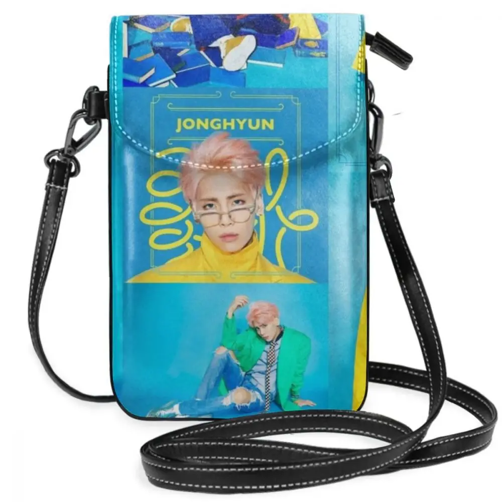 Shinee сумка на плечо JONGHYUN SHE-кожаная сумка, трендовые женские сумки с принтом, через плечо, высококачественный кошелек - Цвет: Черный