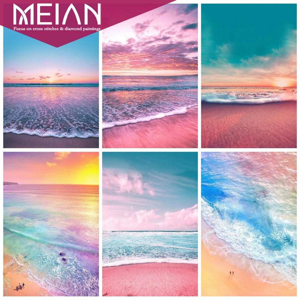 MEIAN Beach & Seaside 5D алмазная картина вышивка крестиком пейзаж полный набор квадратная
