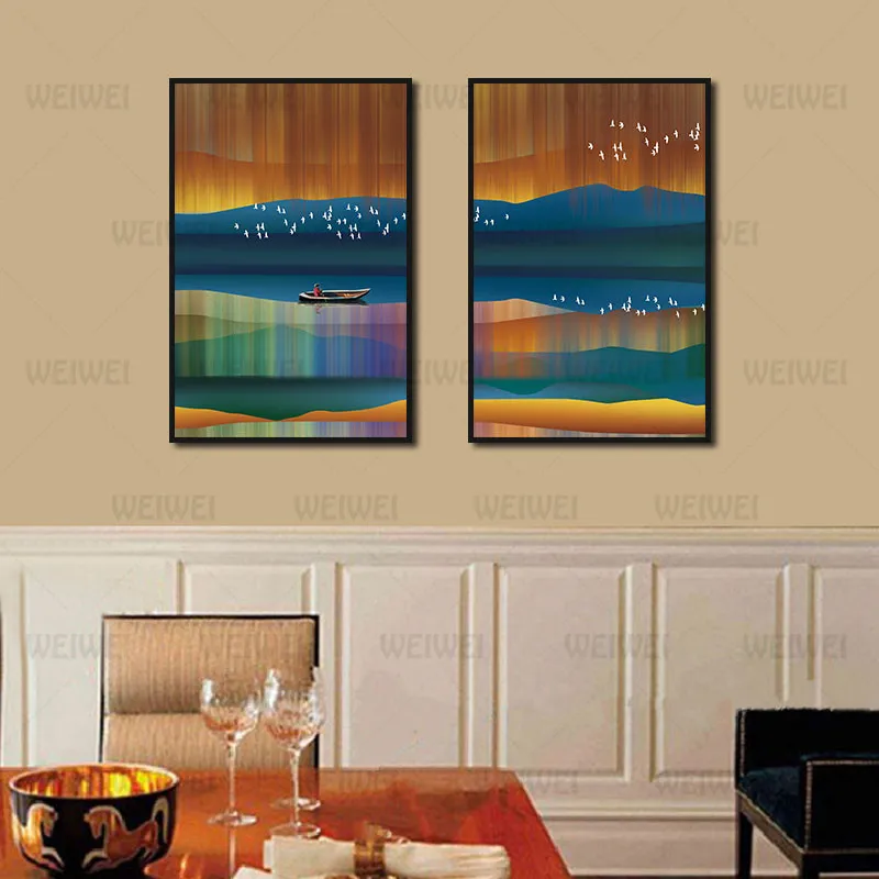 

Home Decorative Painting Abstract Painting Sunset and Colorful Lake Poster Bedroom Canvas Painting Wall Art Hd Printing