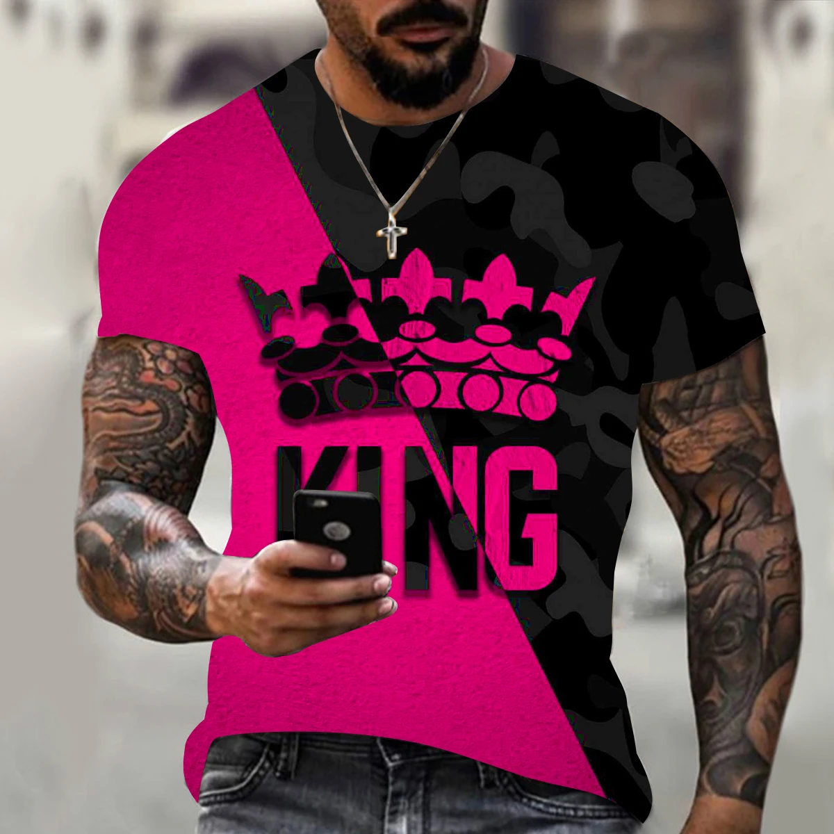 

2021 new men's KING Crown 3D printing T-shirt fashion and handsome short-sleeved shirt casual sports plus size men;s T-shirt