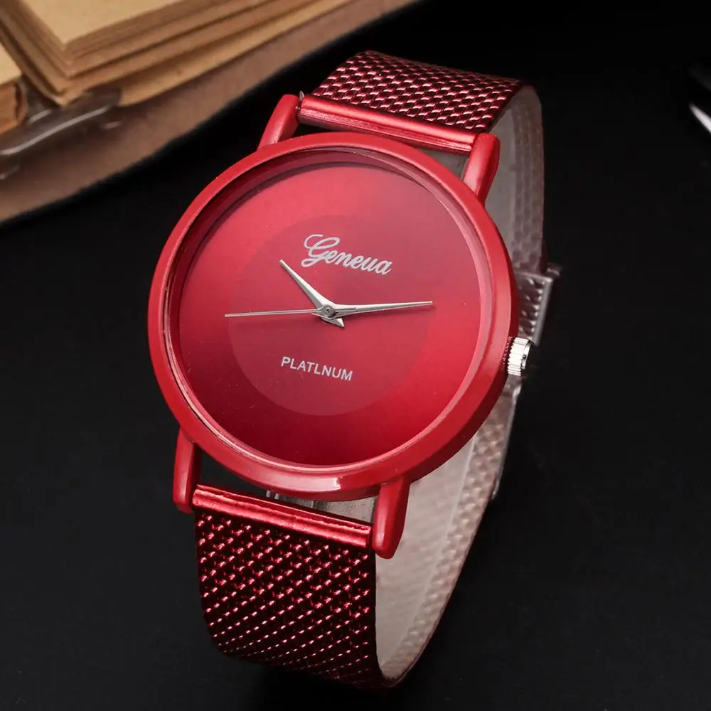 Красные деловые часы 2019 наручные для мужчин простой стиль сетчатый ремень