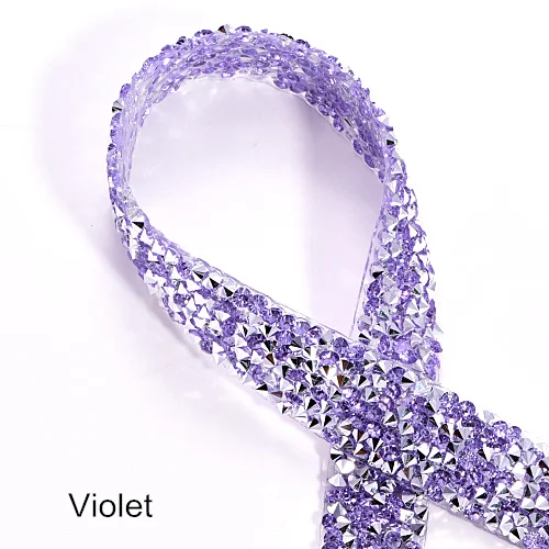 Violet 1 ярд/лот ширина 3 см много цветов стразы окантовка серебряные стразы окантовка пояса стразы Обрезка DIY B3681 - Цвет: Violet