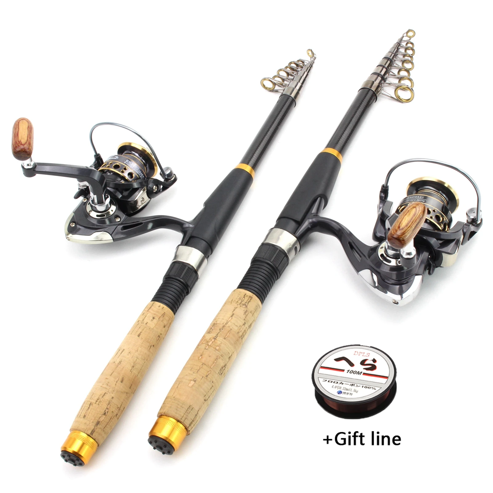 

Promotion! 1.8m-3.6m Carbon Telescopic Fishing Rod Portable Spinning Fishing Rod and reel Fishing line Pole Travel Sea rod