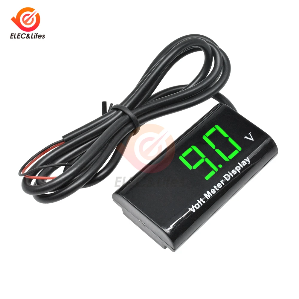 12V 0,56 ''Мини цифровой вольтметр тестер 2-проводной IPX6 водонепроницаемый вольтметр для автомобиля, мотоцикла, велосипеда Напряжение щитовой измерительный прибор для ребенка возрастом 3-18V