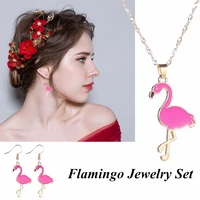 new fashion necklace earrings creative fashion cute gift women party animal design small bird metal plated drop jewelry suit